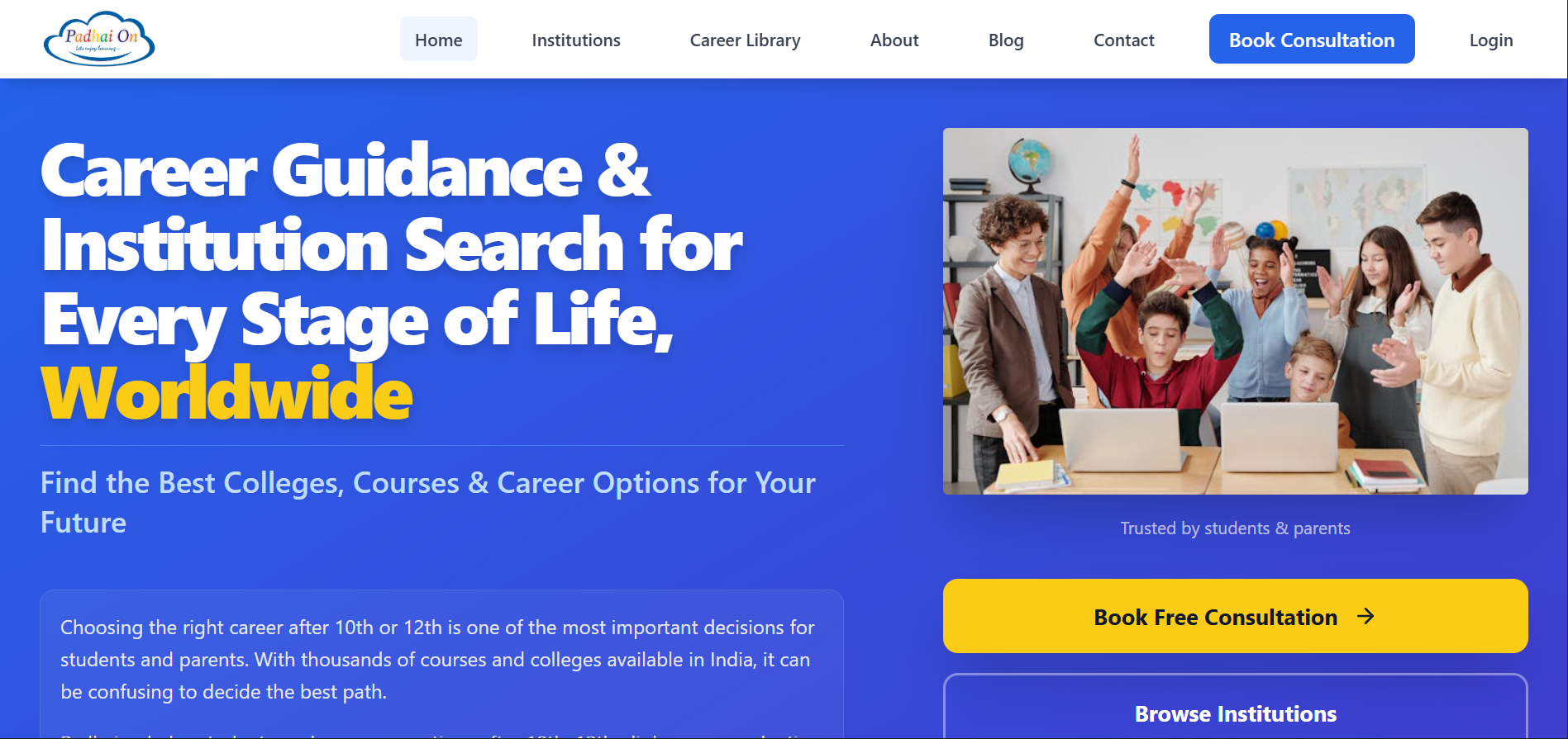 Preview of PadhaiOn - Dynamic Institution Searching Platform by Veda360